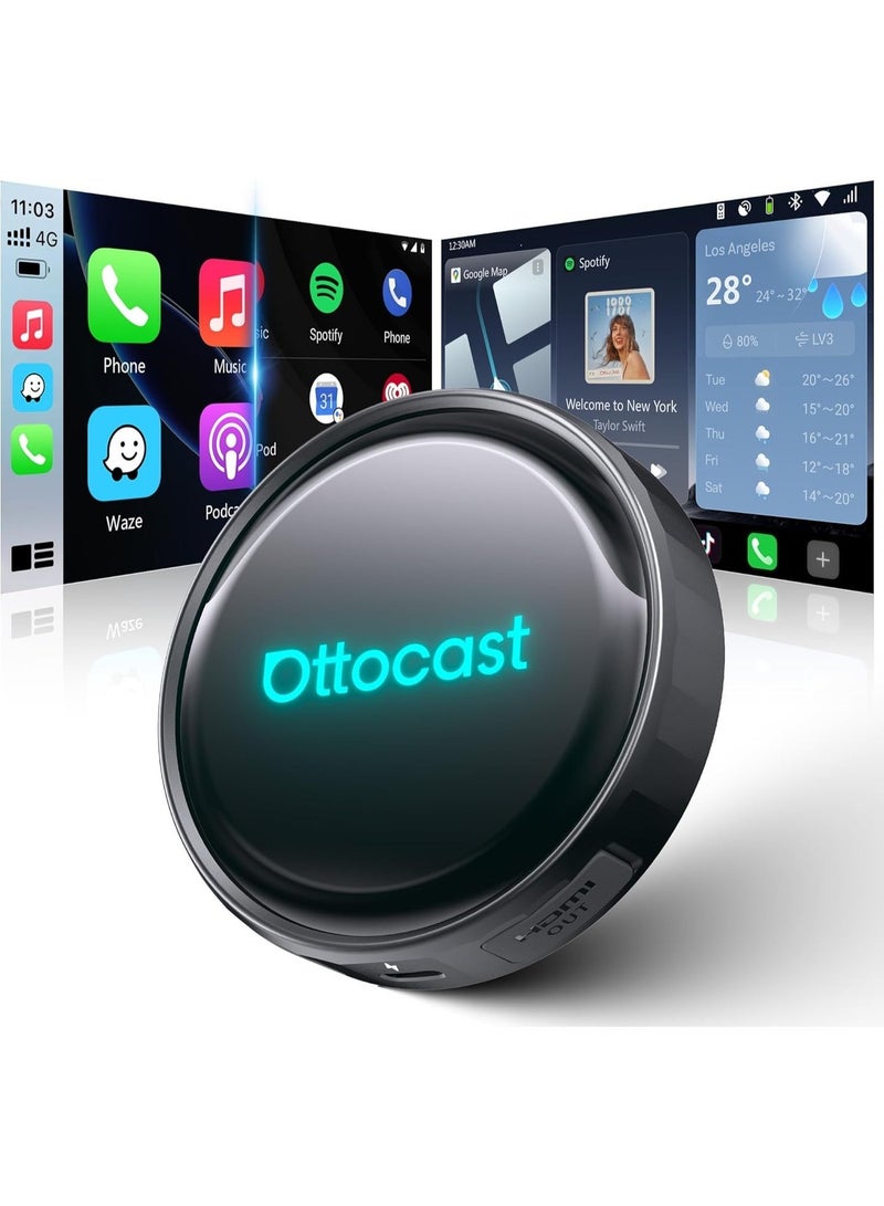 OTTOCAST P3 Pro AI Box Android 13 OttoDrive 3.0, Wireless CarPlay & Android Auto, AI Voice Assistant, Cloud SIM, Split Screen, HDMI Output, 8+128GB, Video Viewing YouTube, Netflix, Tiktok, - Image 1